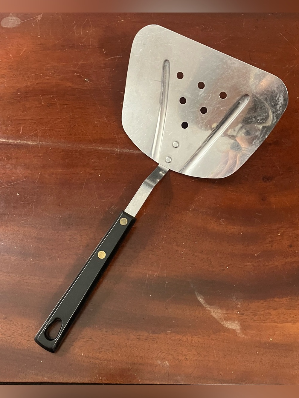 Vintage Wide Spatula Lifter Flipper Stainless Steel USA Utensil Black Handle